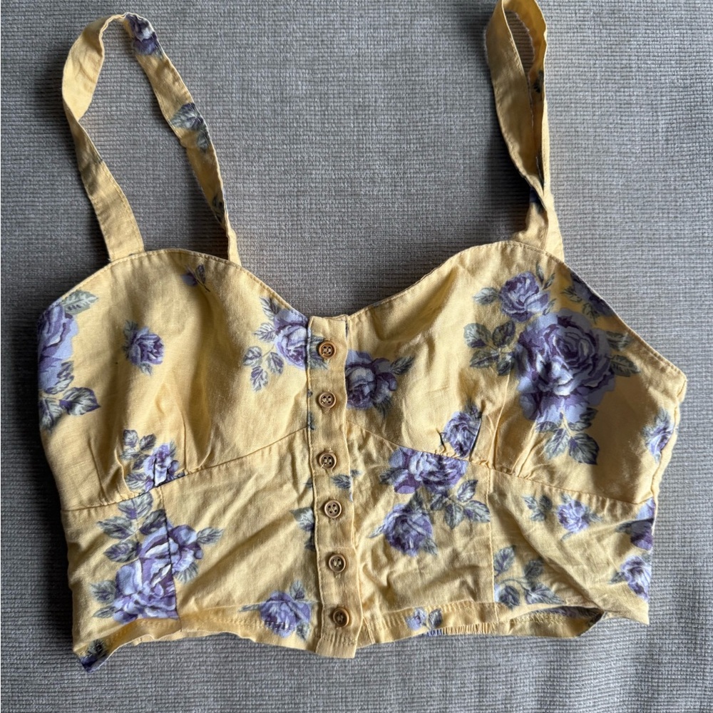 Floral Yellow and Purple Women's Top